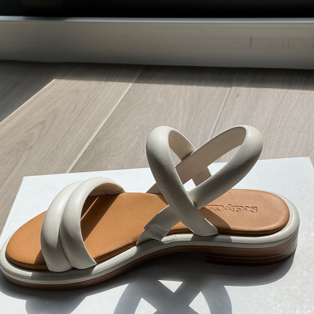 See By Chloe White and Tan Sandals